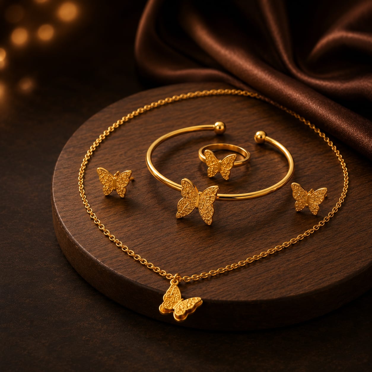 Premium Butterfly Gold Plated Jewelry Set